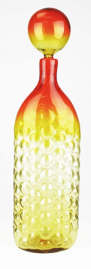 1960 Wayne Husted Blenko “vineyard” decanter, ht 21” (1 of 4)