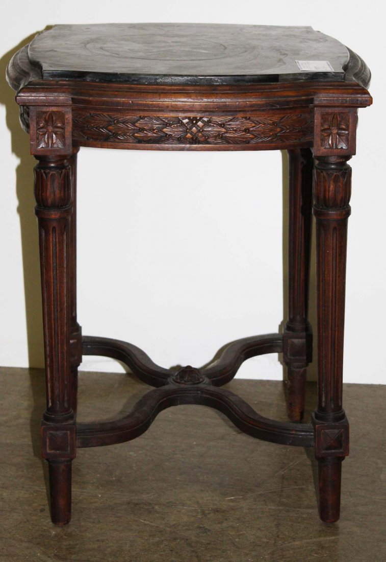 Provincial style marble top side table 17 x 17 x 21 (1 of 5)