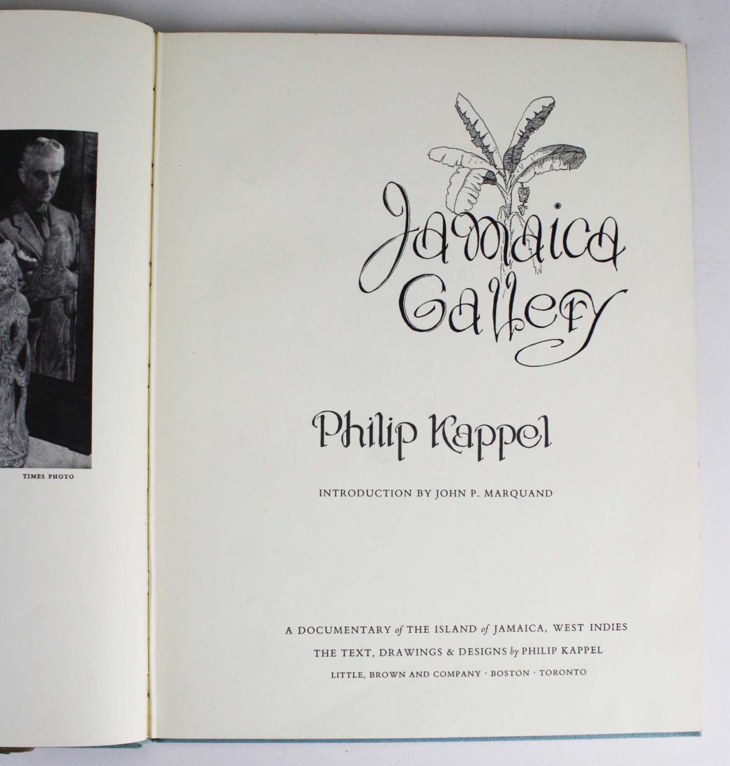Jamaica Gallery, inscribed by author: 1960 Philip Kappel Jamaica Gallery, inscribed by author, first printing, with tls letter to Mr Kappel from Buckingham Palace thanking him for sending an inscribed copy to Her Majesty, good book in fai