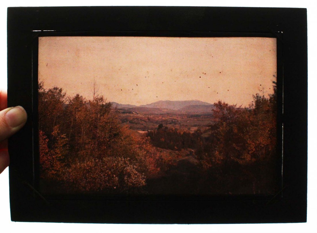 lot of glass plate negatives and magic lantern slides: from UVM professor of English Julian Ira Lindsay including images of construction of his residence at 292 So. Prospect St. Burlington, VT, local views, and rare manuscripts, also diascope viewer with 