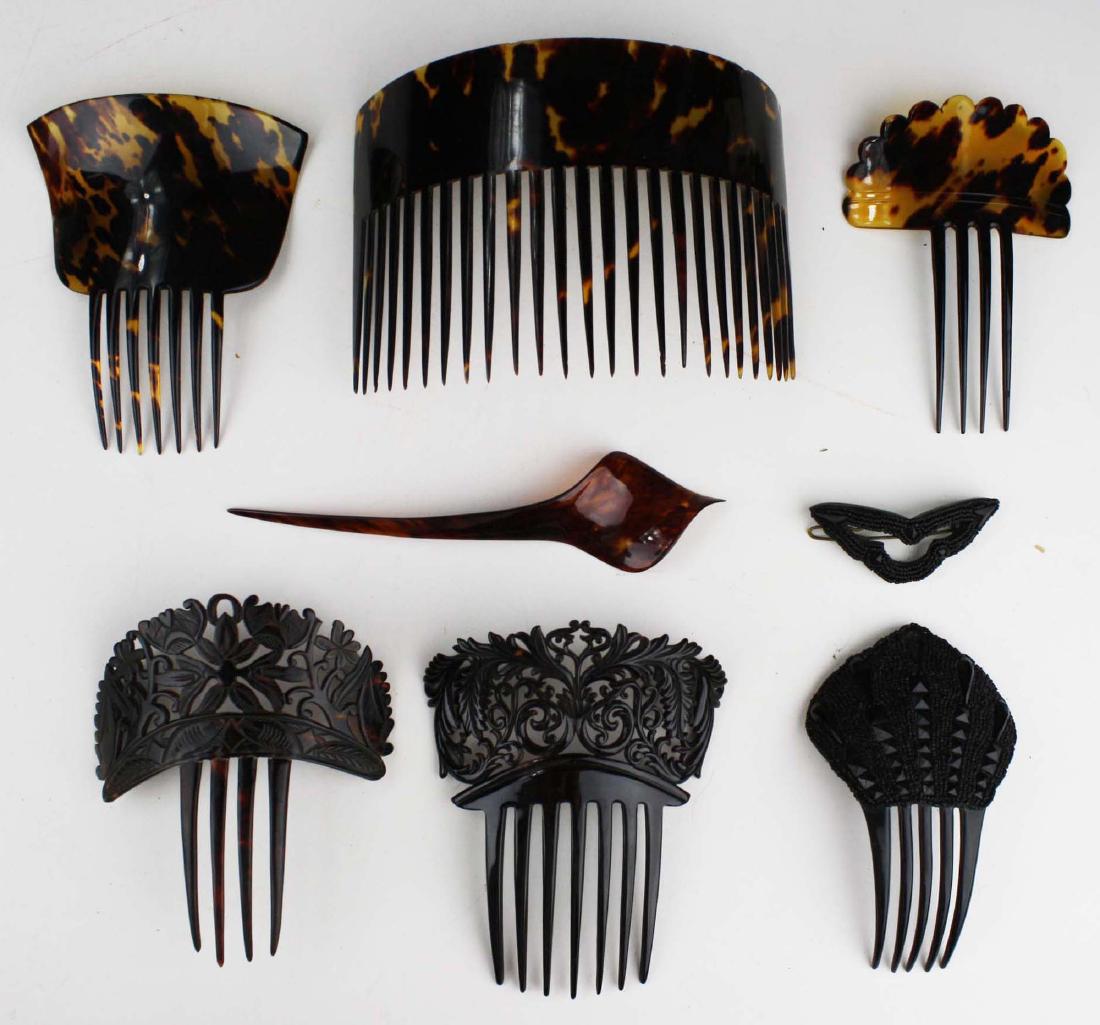 mid-late 19th c. Victorian tortoise shell tuck combs (1 of 5)