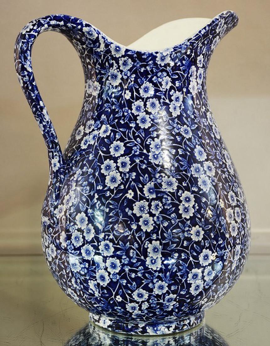 Blue Decorated Staffordshire Water Pitcher (1 of 2)