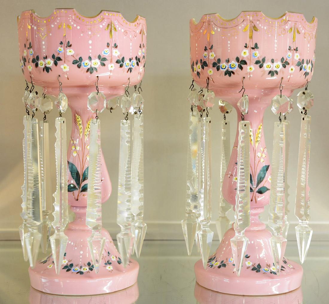 Pair of Victorian Art Glass Lusters (1 of 2)