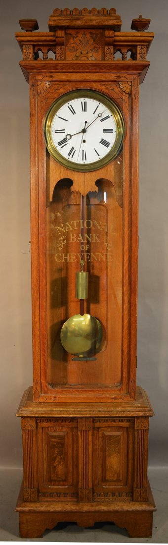 Turn of the Century Oak Bank Clock (1 of 3)