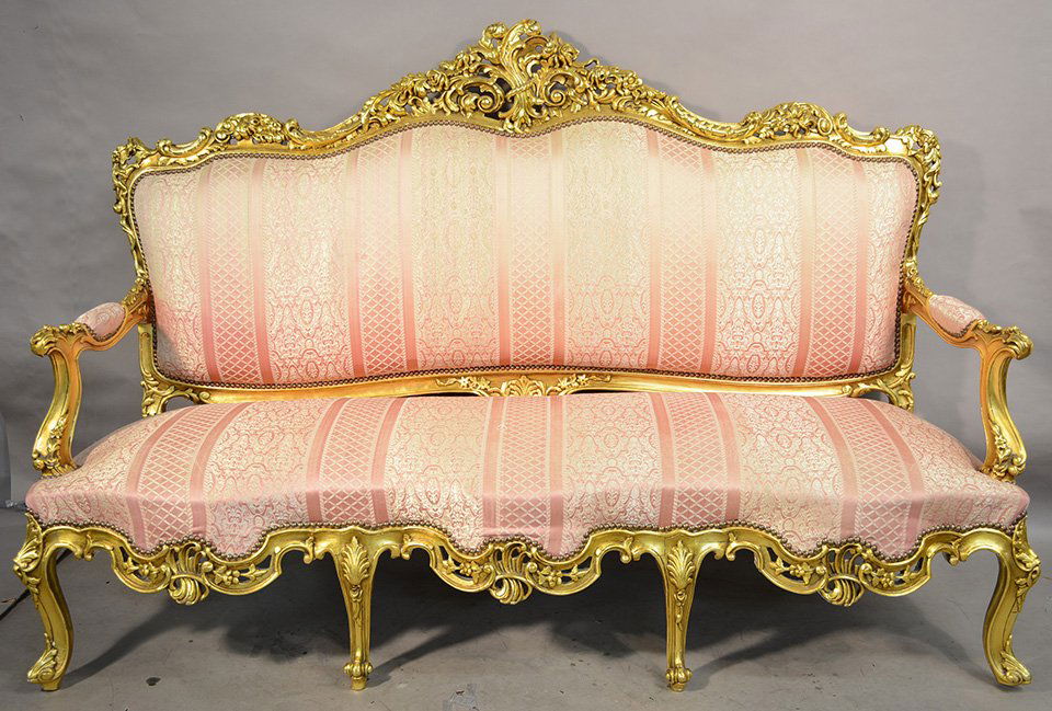 French Louis XV Style Giltwood Sofa (1 of 3)