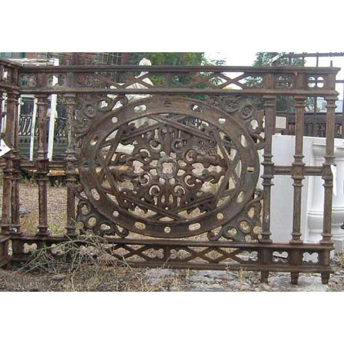 English Aesthetic Movement Cast Iron Balcony: English Aesthetic Movement Cast Iron Balcony Railing Front Cast from a single piece in the William Morris style. DATE c. 1860 DIMENSIONS Width 54.5 Depth 1.5 Height 36 in.
