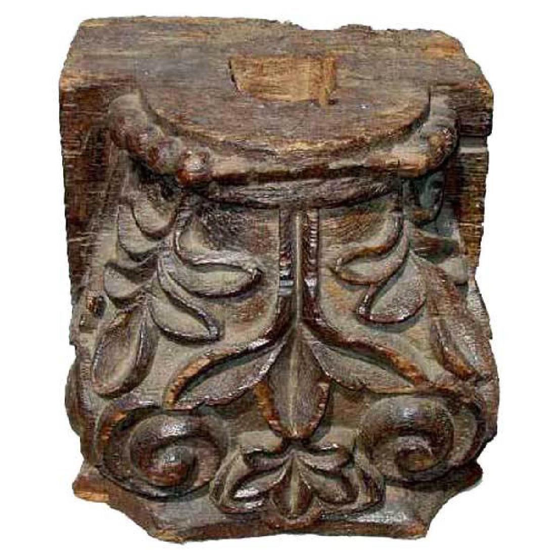 Set of Anglo Indian Teak Architectural Pillar Capitals (1 of 6)