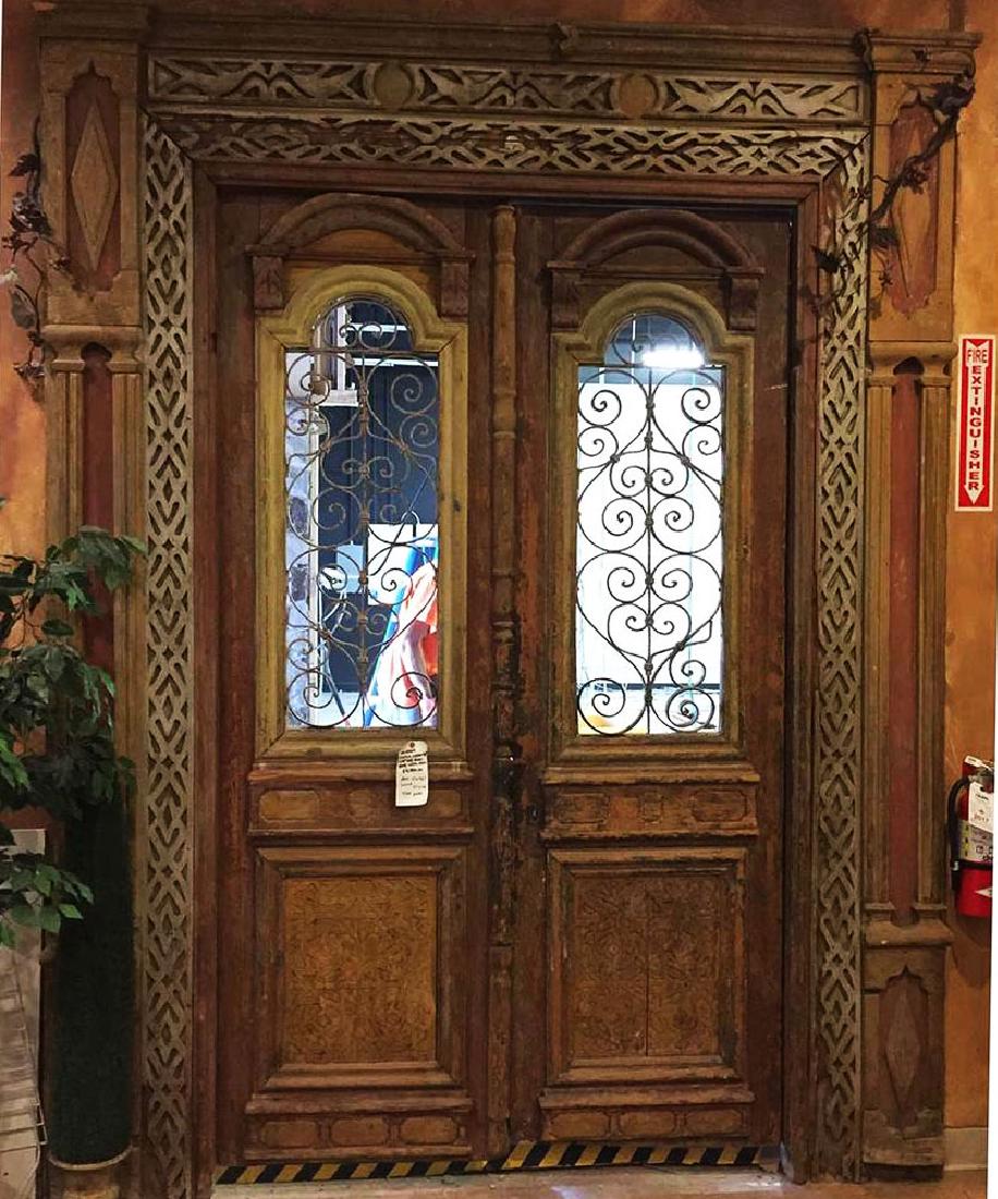 French Colonial Painted Pine and Wrought Iron Door (1 of 3)