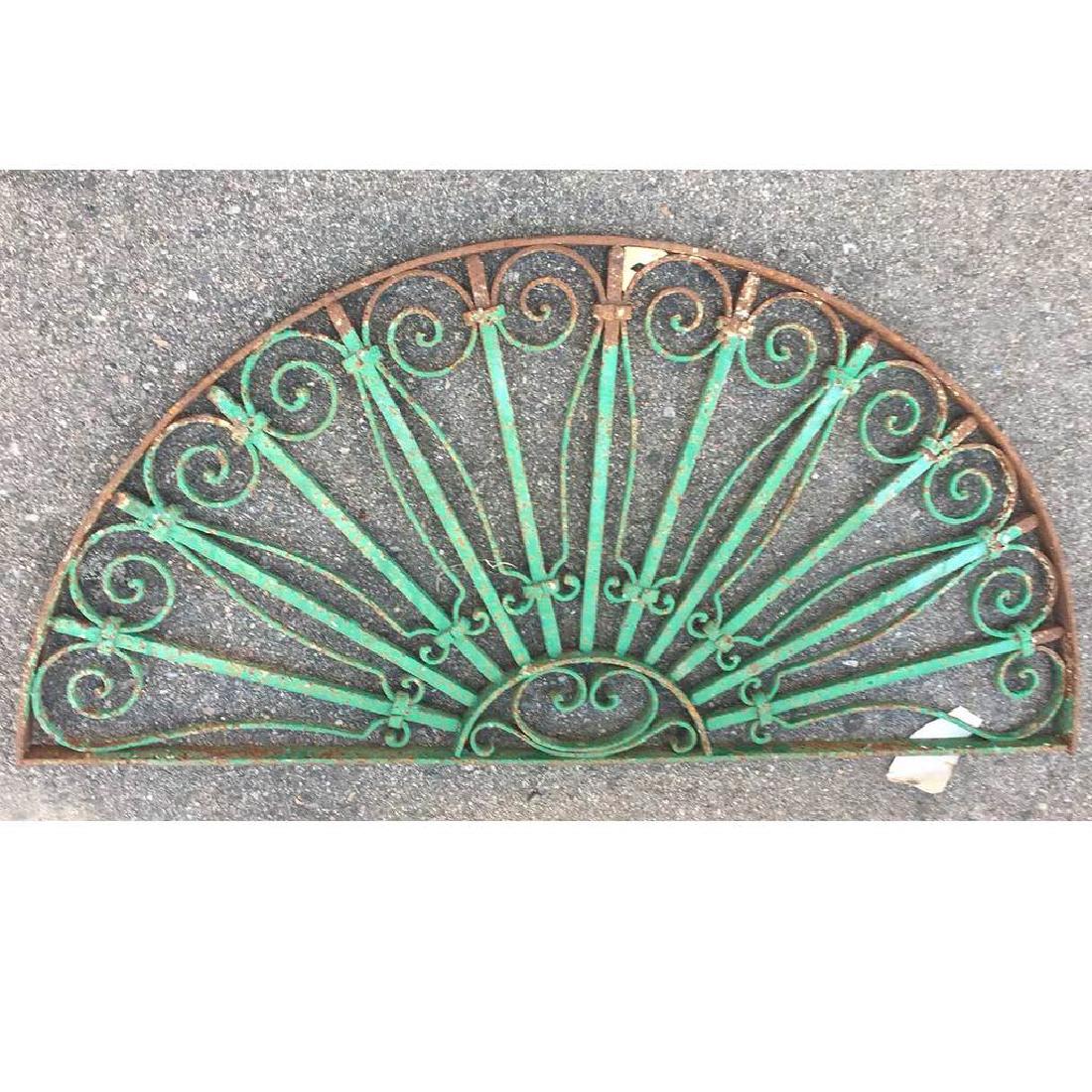 French Colonial Wrought Iron Arched Transom Grille: DATE c. 1870 DIMENSIONS Width 43 Depth 1 Height 21 in.
