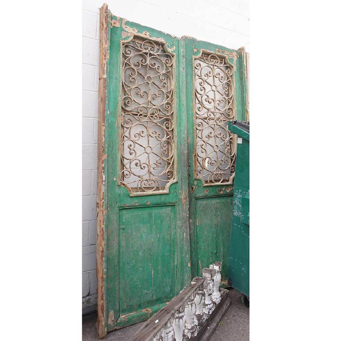 French Colonial Painted Pine and Wrought Iron Door (1 of 5)