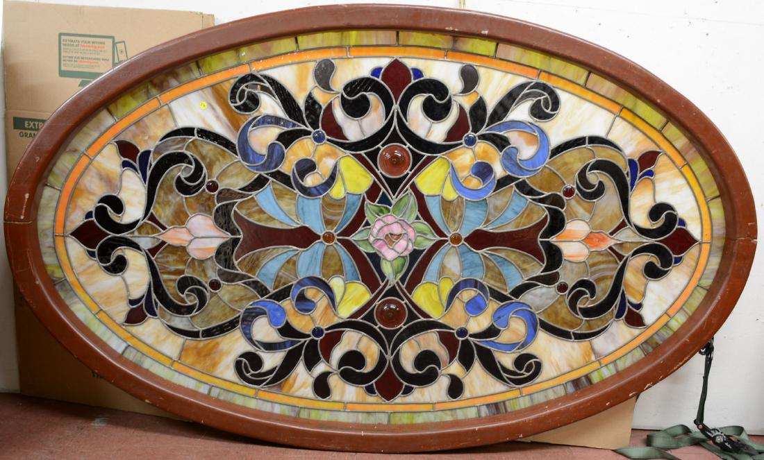 Large Oval Victorian Stain Glass Window (1 of 1)