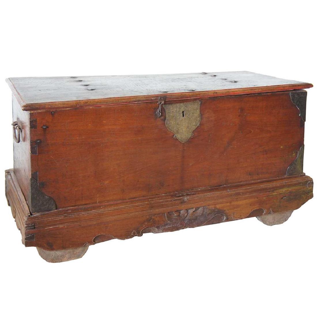 Dutch Colonial Batavian Iron Mounted Teak Trunk (1 of 8)