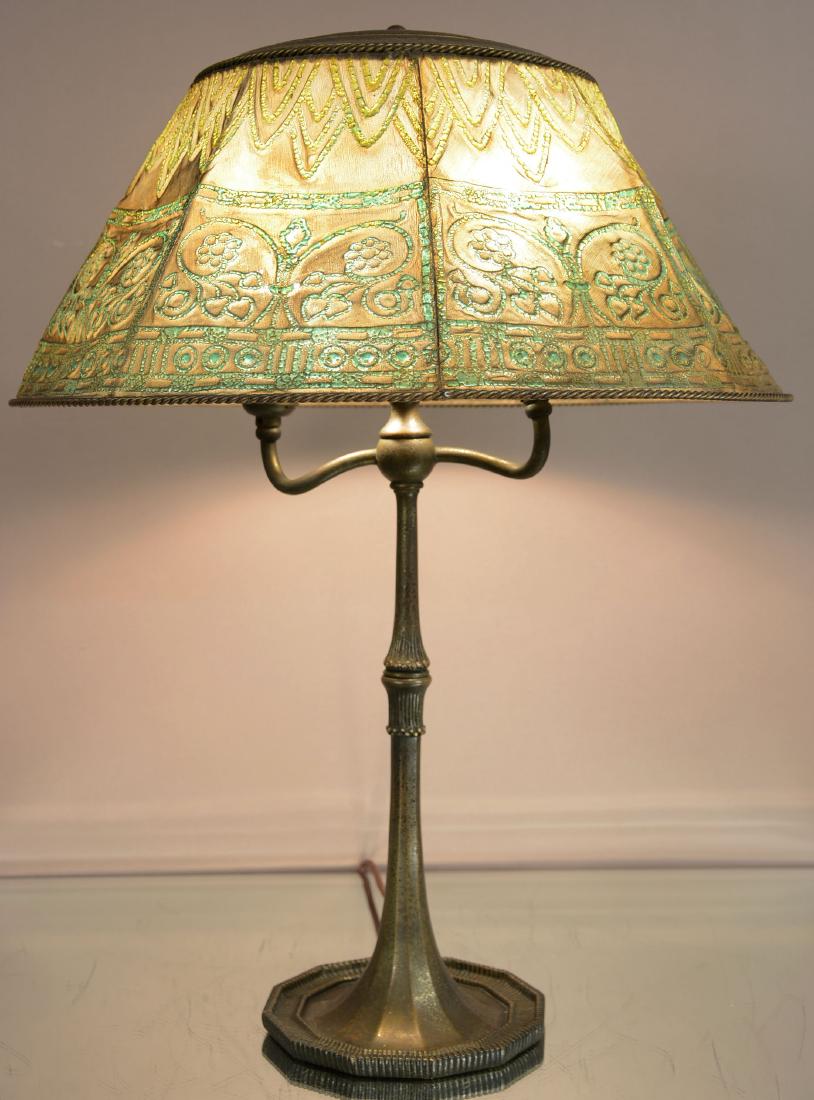 American Tiffany Furnaces Metal Repousse Lamp (1 of 8)
