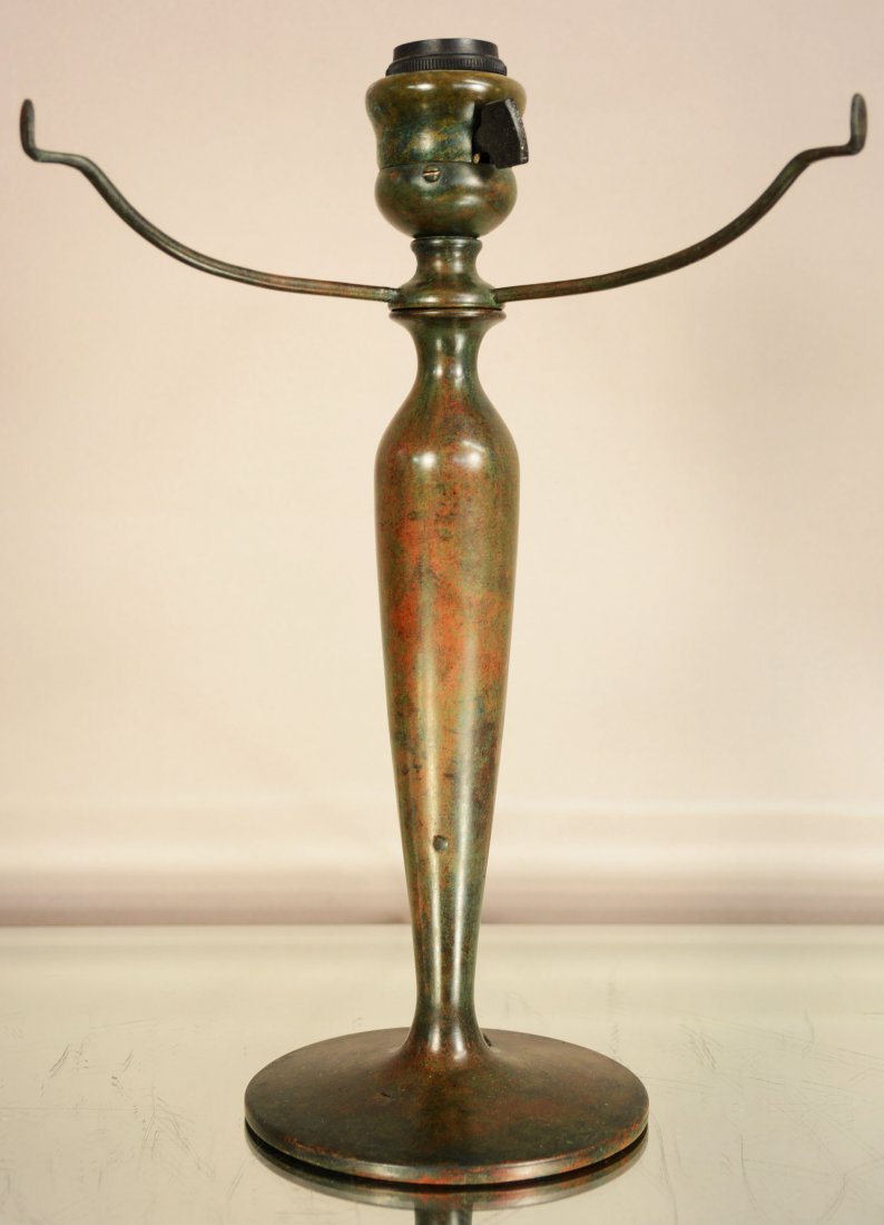 American Tiffany Furnaces Bronze Three-Arm Table Lamp (1 of 2)