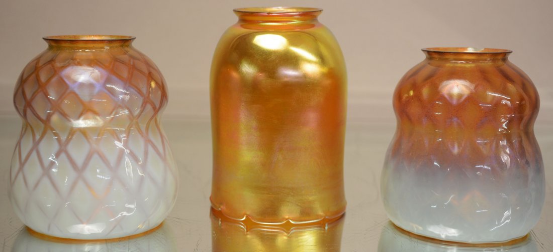 Three American Tiffany Studios Glass Lamp Shades (1 of 8)