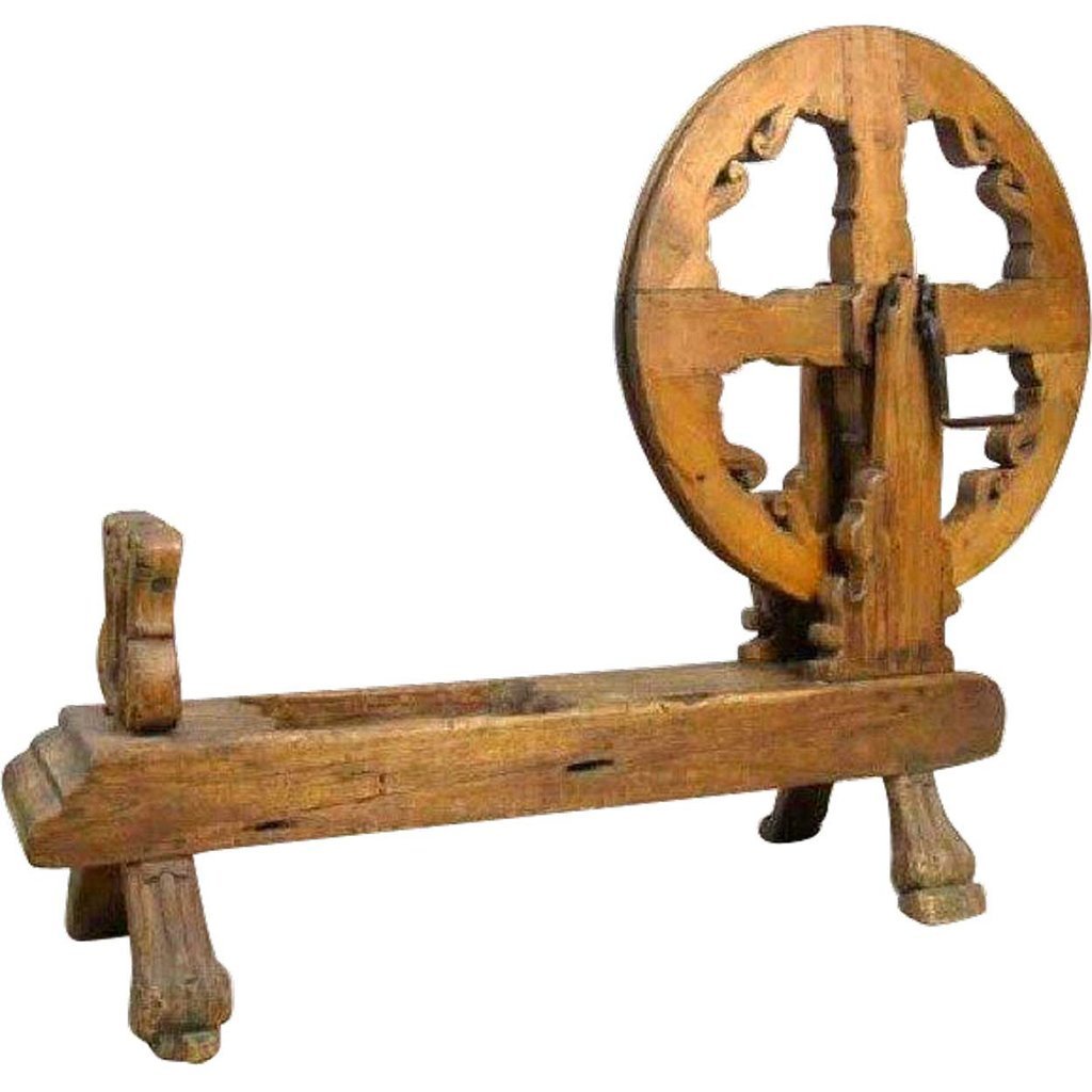 Mexican Colonial Pine Spinning Wheel (1 of 5)