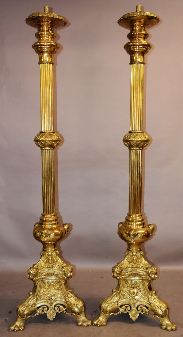 Pair of American Bronze Torchiere Lamps (1 of 2)