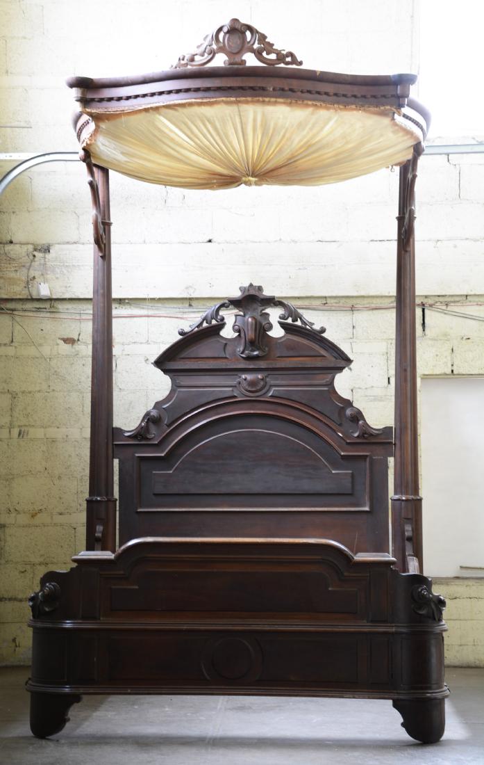 Rare Prudent Mallard Walnut Half Tester Bed (1 of 8)