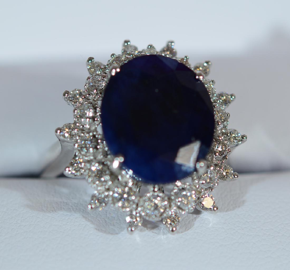 Ladies 14K Gold Saphire & Diamond Dinner Ring (1 of 5)