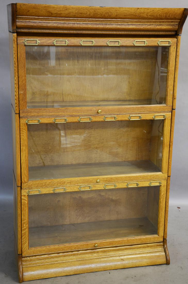 3 Section Oak Turn of the Century Style Bookcase (1 of 1)