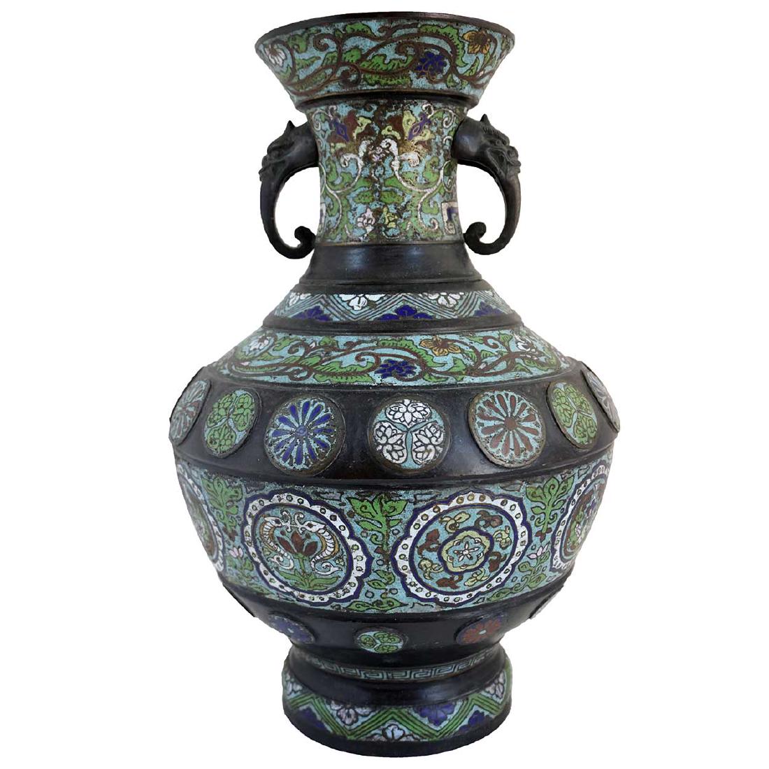 Antique Chinese Champleve Enamel Bronze Urn (1 of 9)