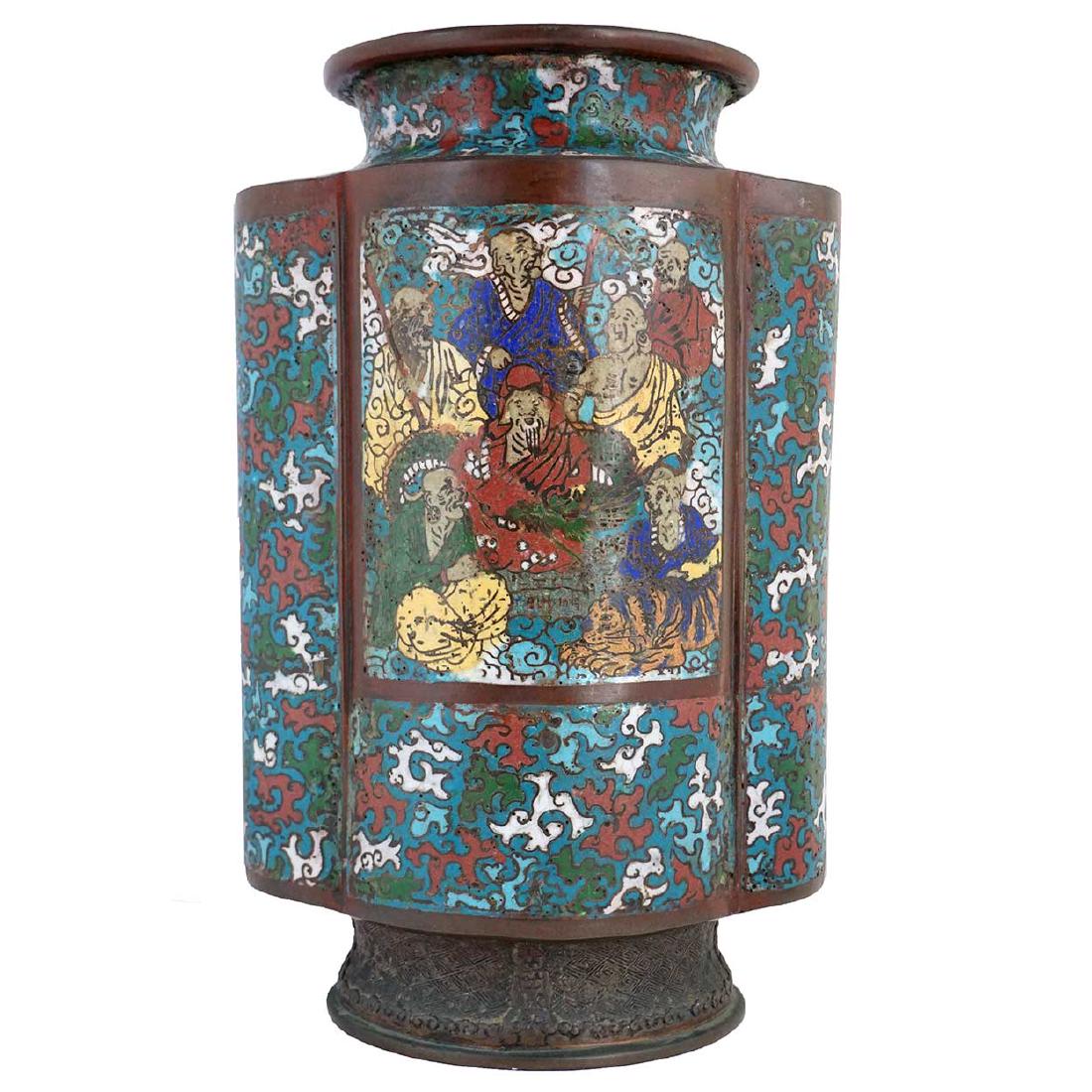 Chinese Champleve Enamel Vase Table Lamp Base (1 of 7)