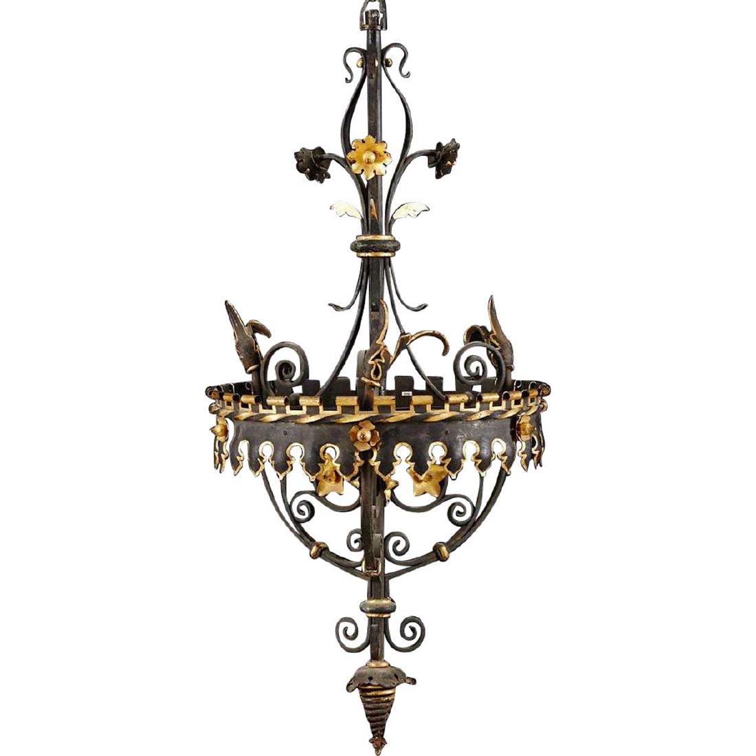 French Painted Wrought Iron Four-Light Chandelier (1 of 2)