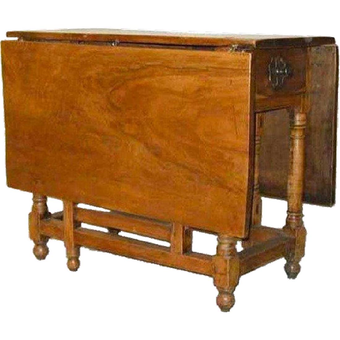 French Provincial Walnut Drop-Leaf Gate-Leg Table (1 of 4)