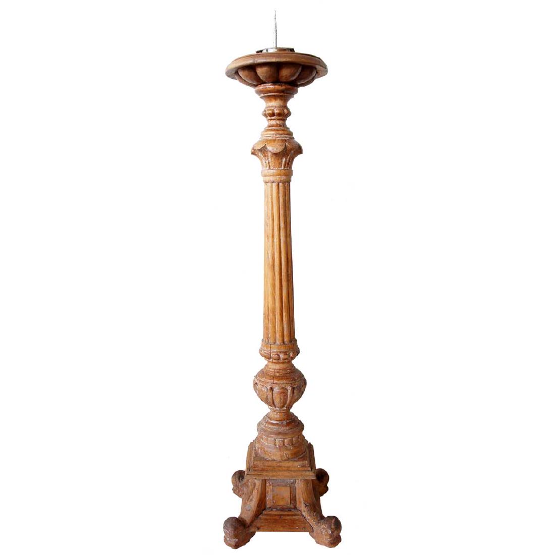 Large Indo-Portuguese Teak Altar Candlestick (1 of 4)