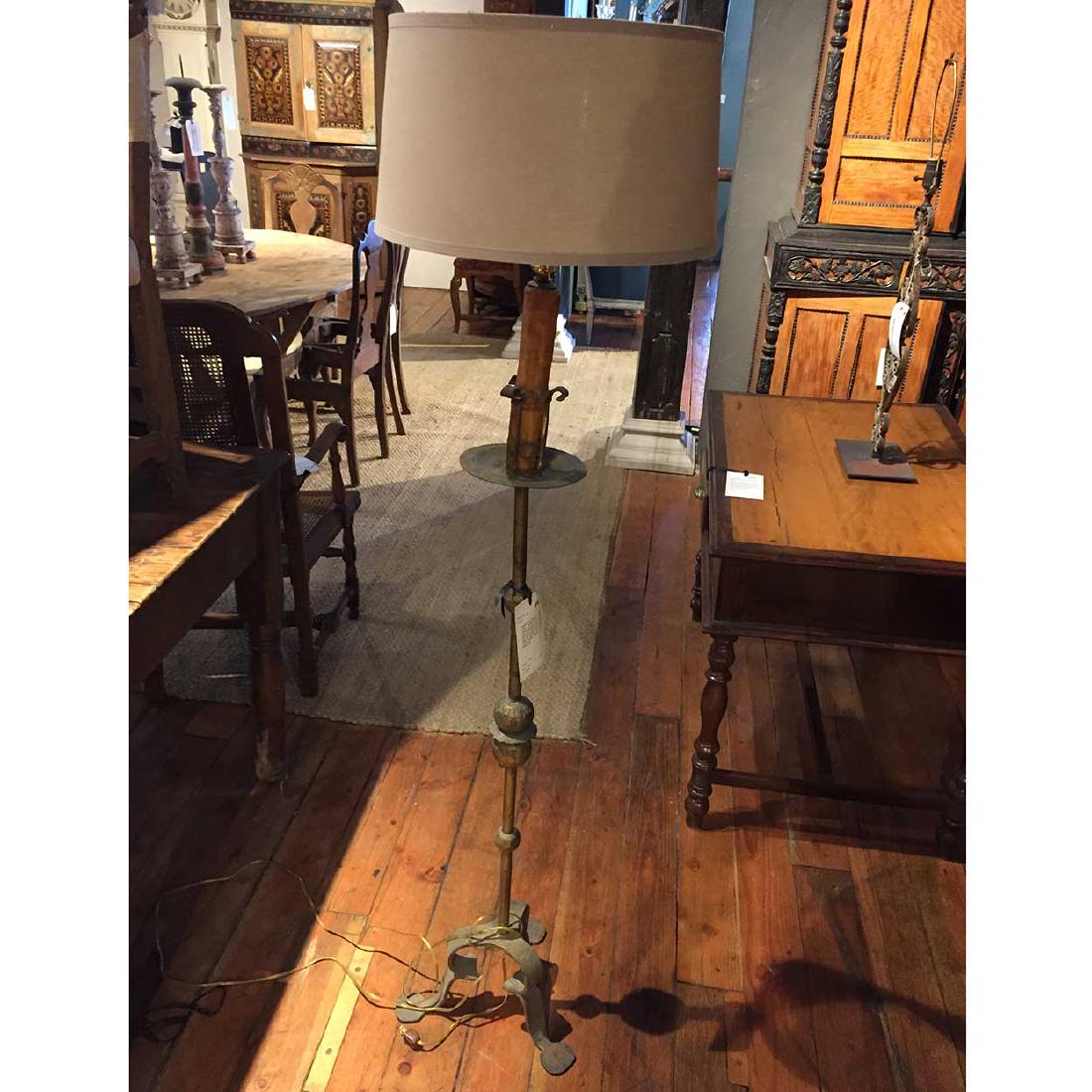 Spanish Hand Wrought and Gilt Iron Floor Lamp (1 of 4)