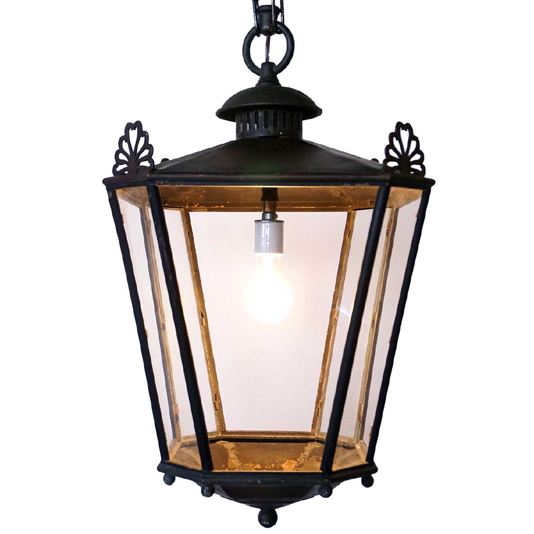 English Heavy Patinated Bronze 1-Light Hanging Lantern (1 of 4)
