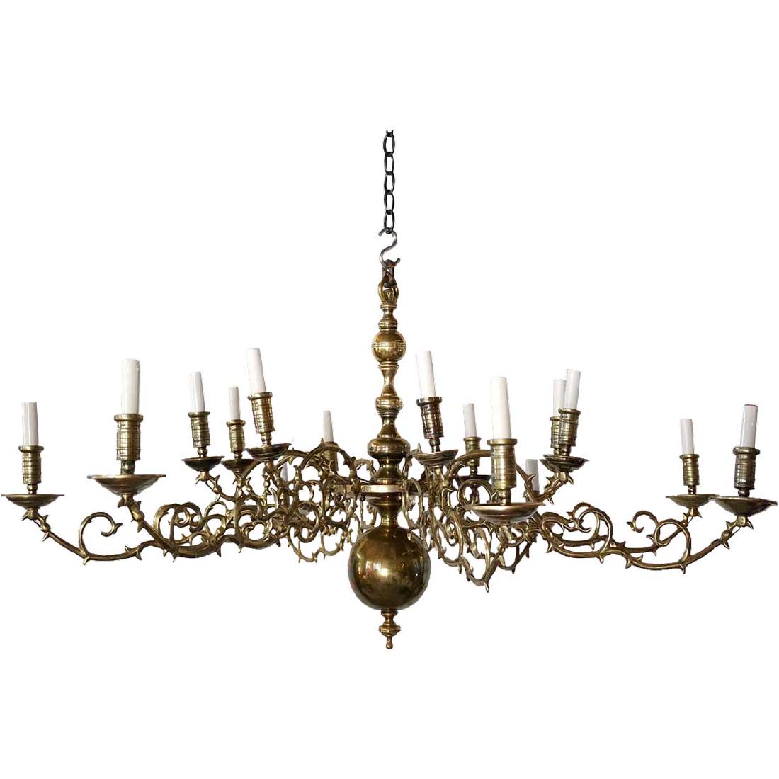 Large Dutch 18th Century Style Brass Chandelier (1 of 6)