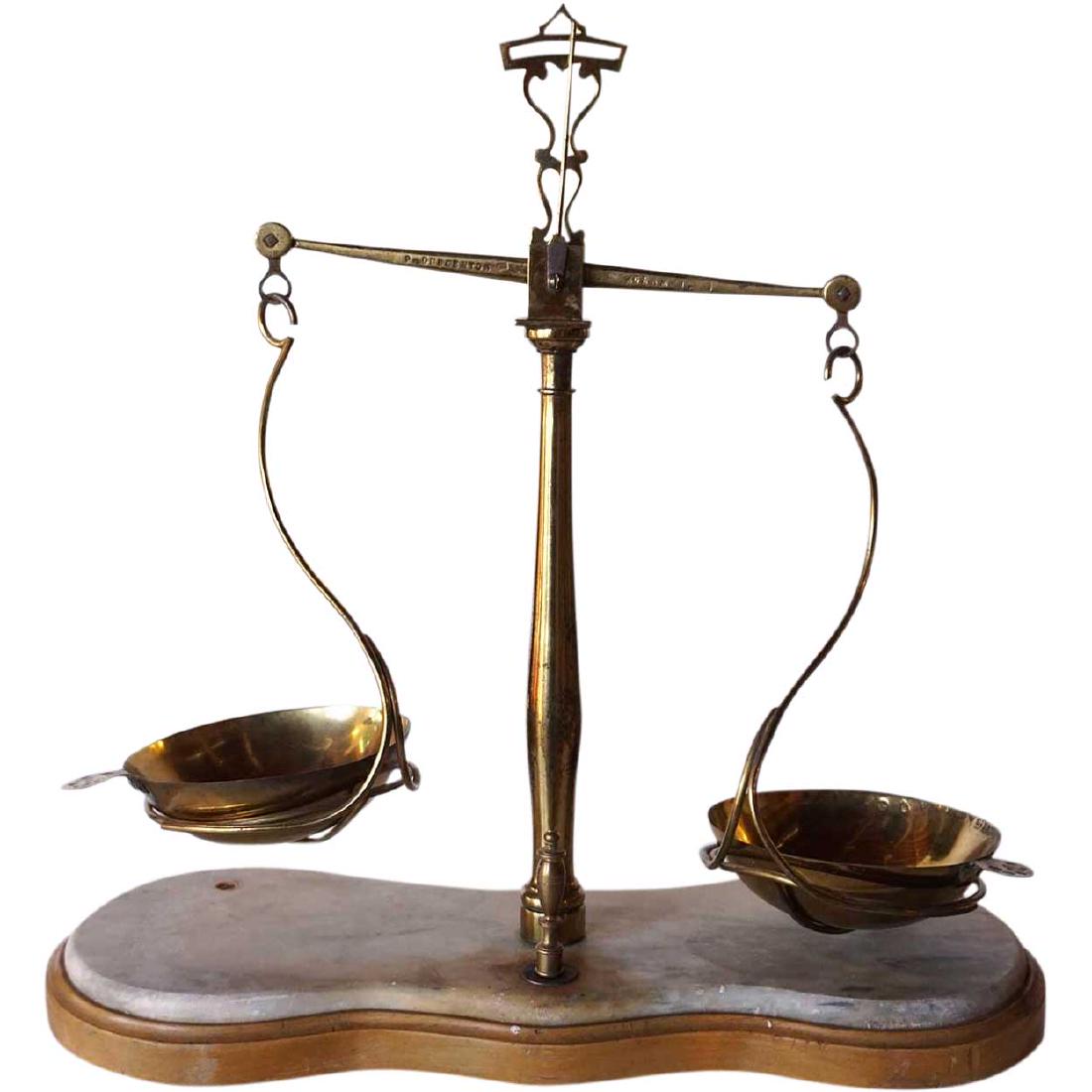 Large Italian Brass and Marble Assayer's Scale (1 of 8)