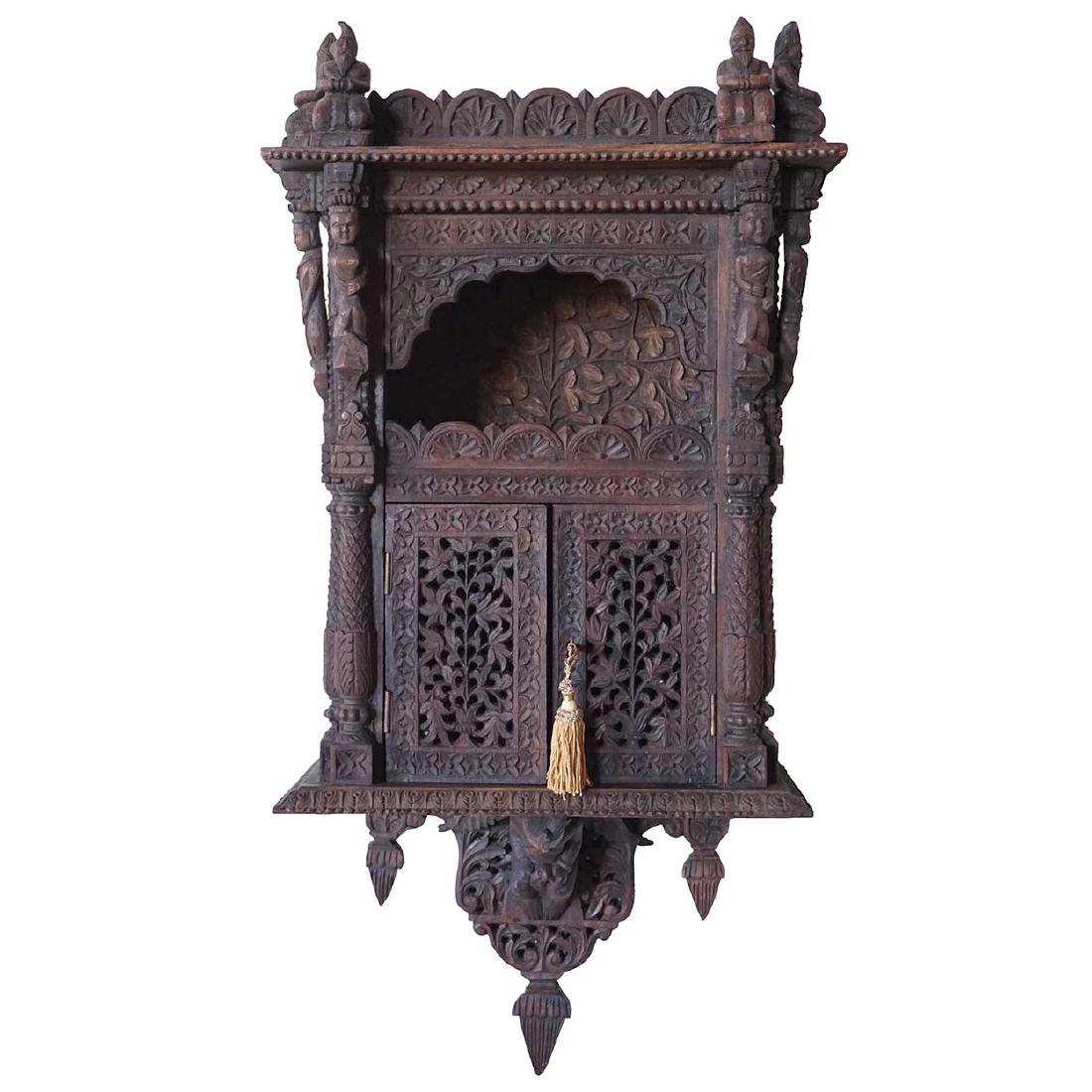 Anglo Indian Bombay Reticulated Teak Wall Cabinet (1 of 8)