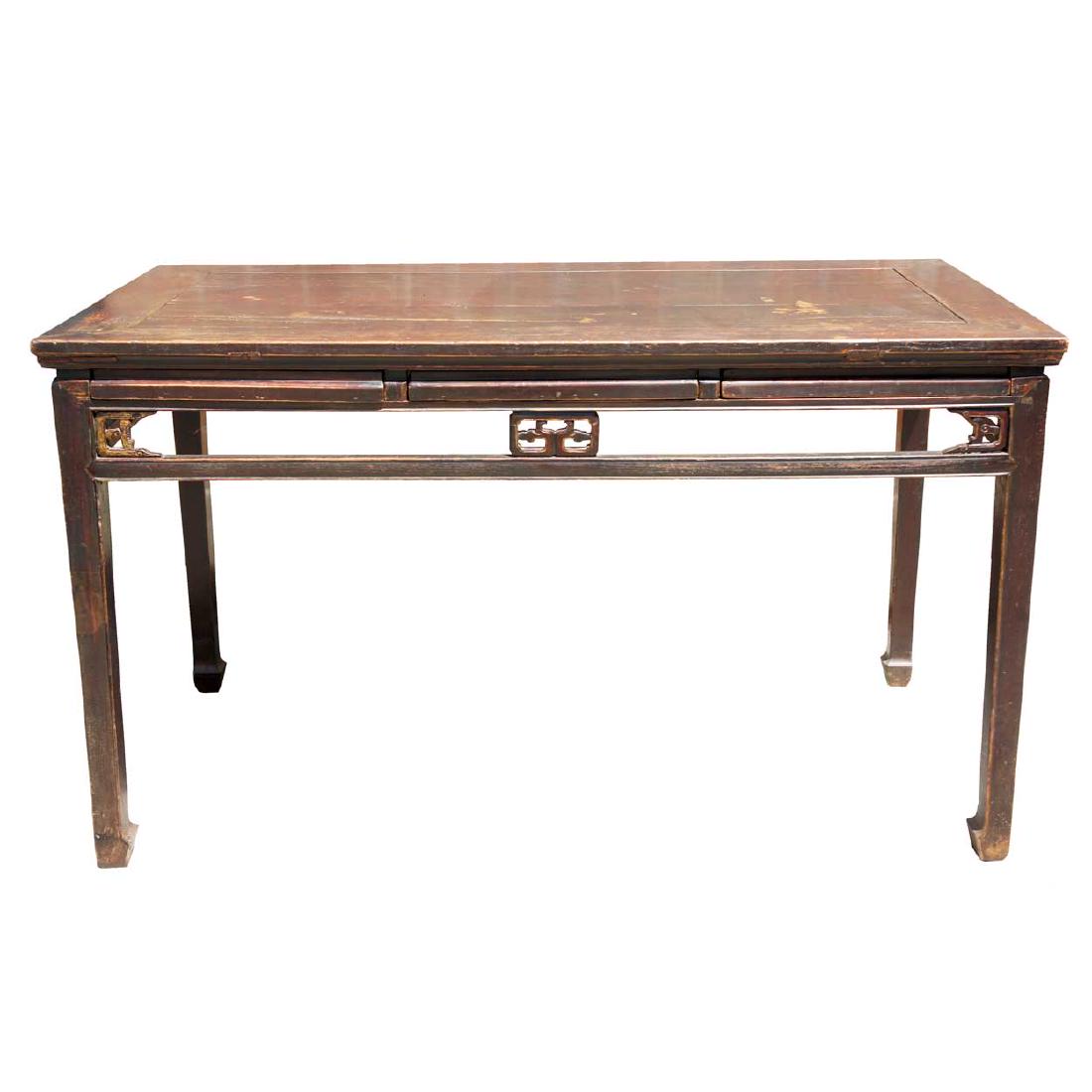 Chinese Red Lacquered Wood Console Table (1 of 14)