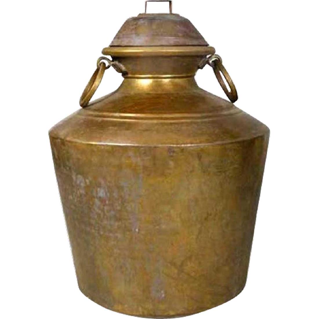 Large Indian Brass Storage Pot with Lid (1 of 3)
