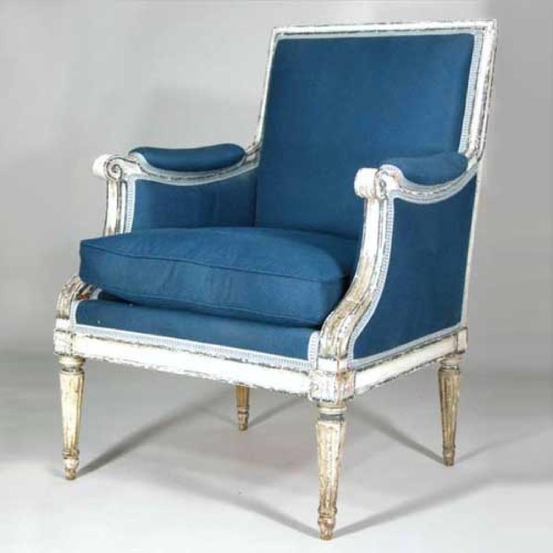 French Louis XVI Painted Armchair (Bergere) (1 of 6)