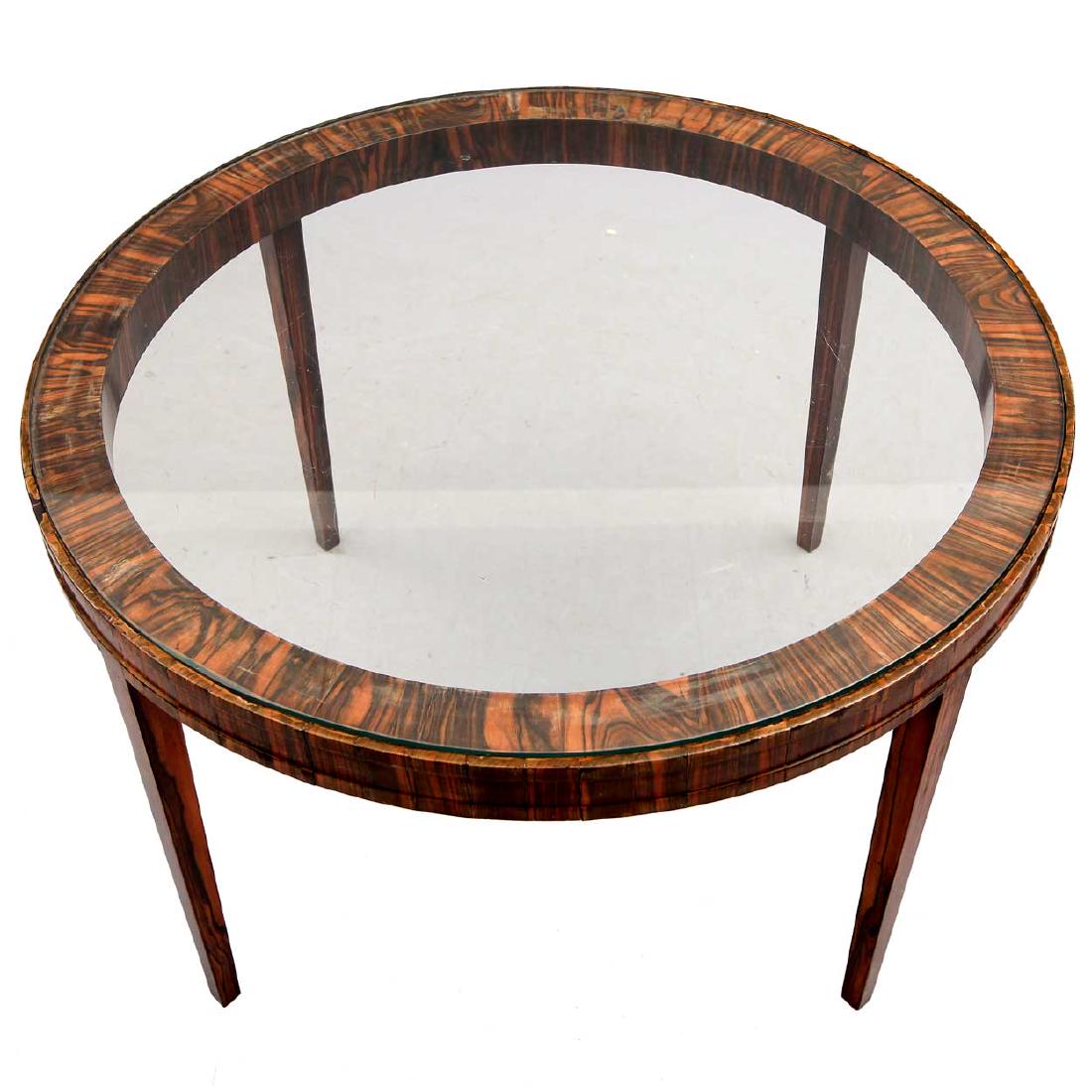 French Art Deco Rosewood and Glass Round Cocktail Table (1 of 2)