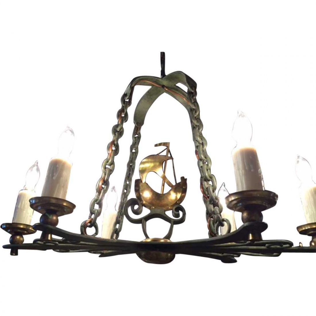 Vintage Swedish Brass and Bronze Ship Chandelier (1 of 4)