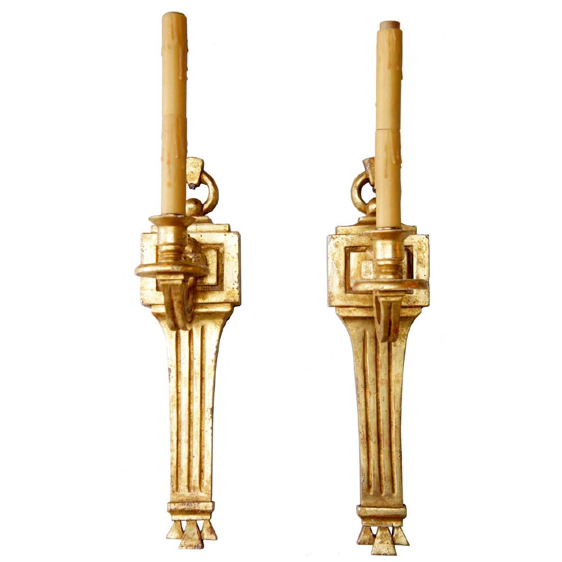 Pair American PAUL FERRANTE Giltwood One-Light Sconces (1 of 2)