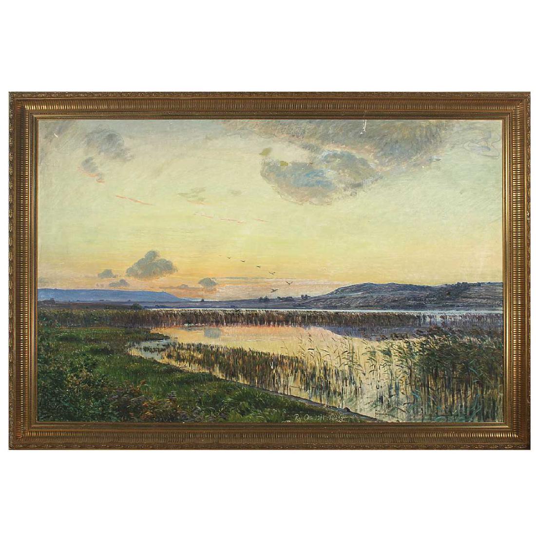 VILHELM P. JENSEN Oil on Canvas Painting, Meadow (1 of 3)