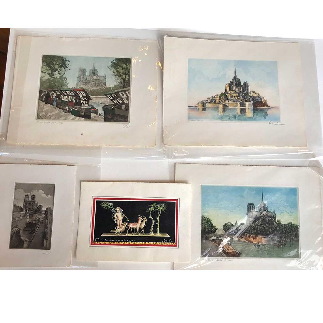 5 Signed Vintage Hand Colored Etchings (1 of 6)