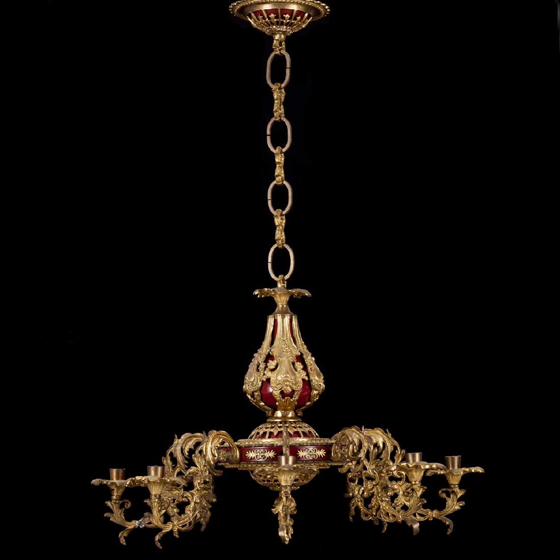 Vintage French Cast Brass 8-Light Chandelier (1 of 2)