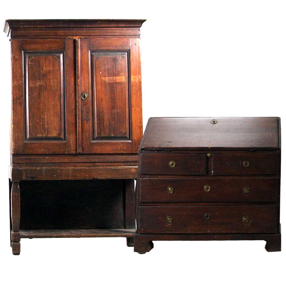 Swedish Pine Slant Front Desk, Bookcase, Stand (1 of 14)