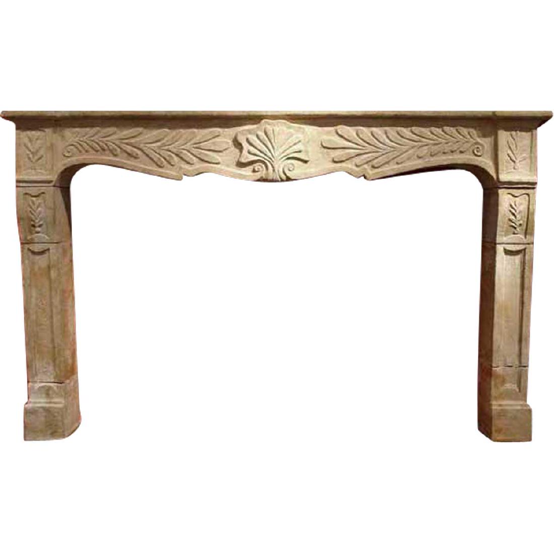 French Provincial Louis XV Limestone Fireplace Surround (1 of 9)