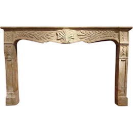 French Provincial Louis XV Limestone Fireplace Surround