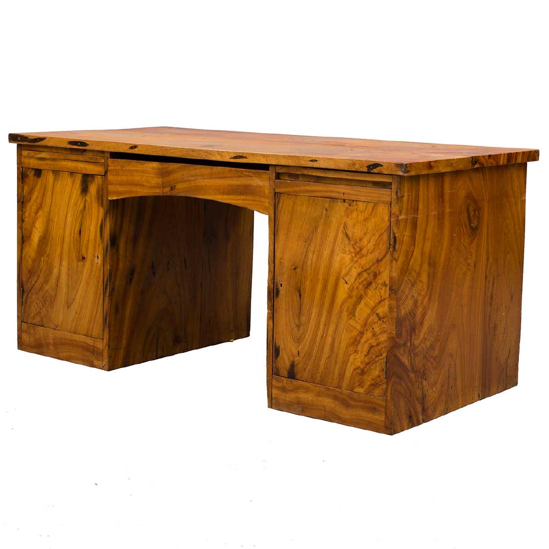 Swedish Teak and Camphorwood Two-Pedestal Desk (1 of 4)