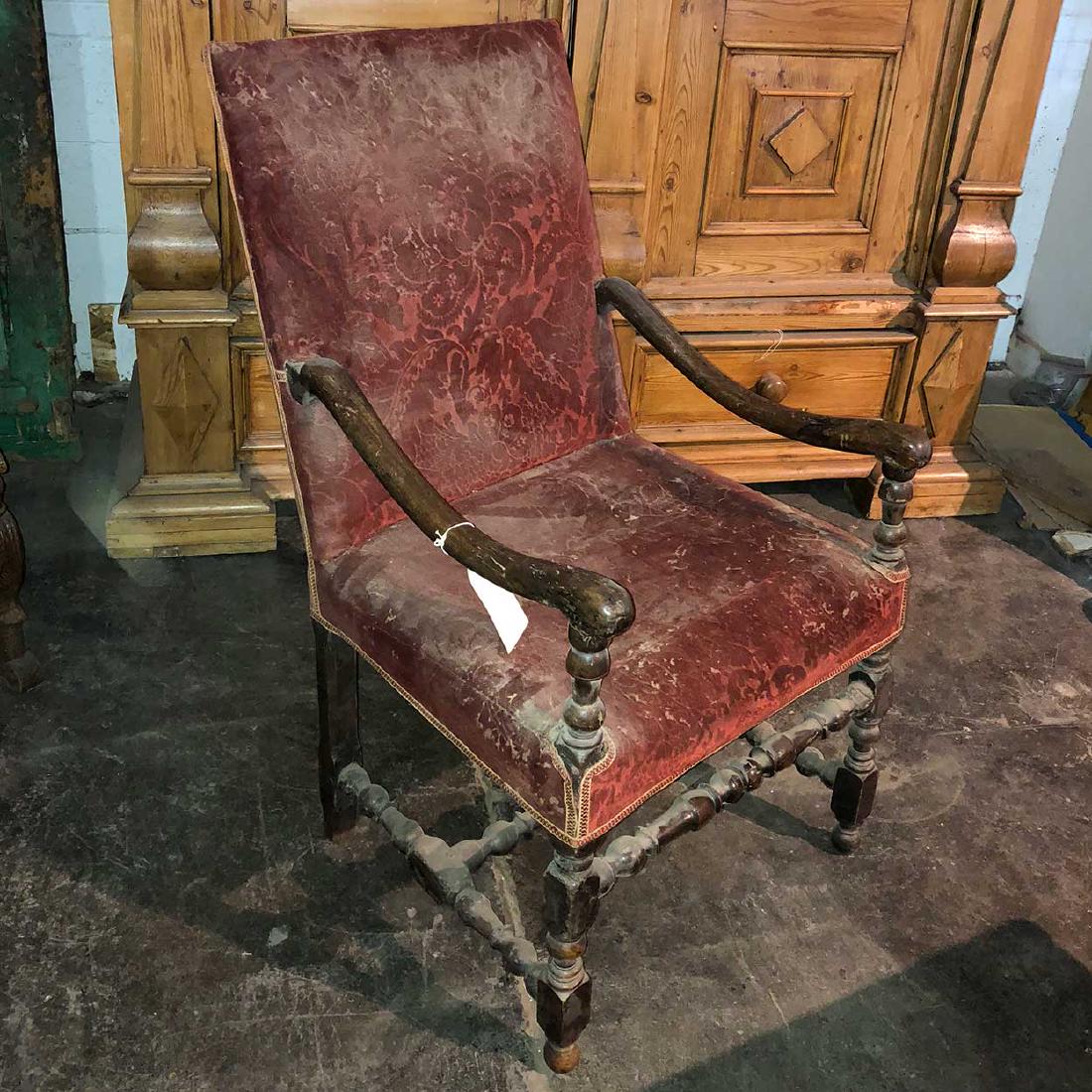 French Louis XIV Walnut Upholstered Armchair (1 of 3)