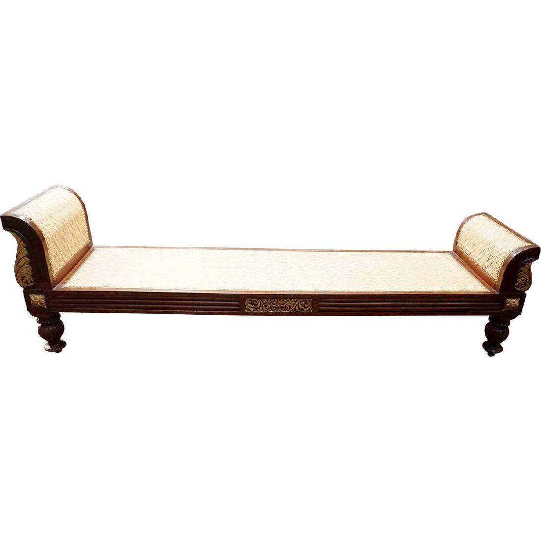 Anglo Indian Neoclassical Caned Rosewood Daybed Bench (1 of 7)