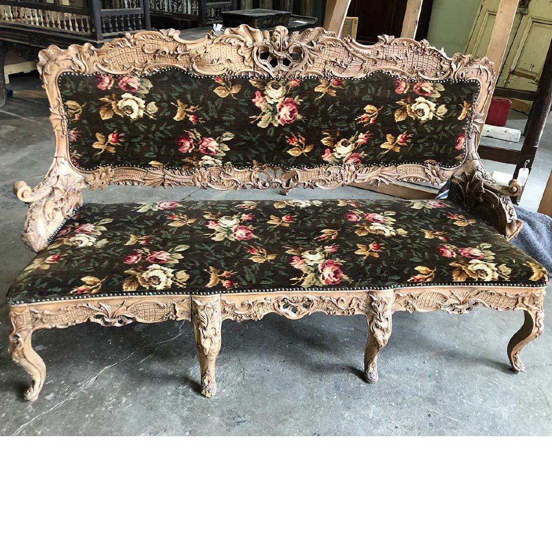 Danish Rococo Revival Upholstered Settee (1 of 3)